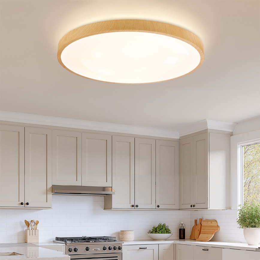 Brilagi - Plafoniera dimmerabile a LED GLASS POOL DOUBLE LED/80W/230V 3000-6000K 60 cm finitura effetto legno + telecomando