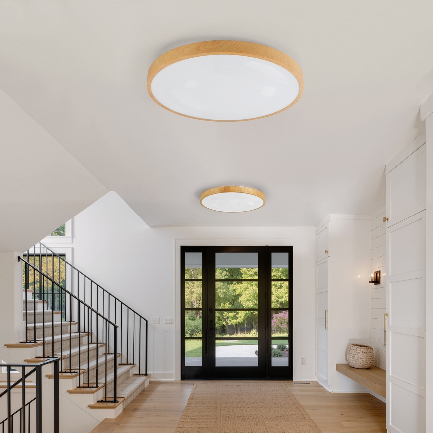 Brilagi - Plafoniera dimmerabile a LED GLASS POOL DOUBLE LED/80W/230V 3000-6000K 60 cm finitura effetto legno + telecomando