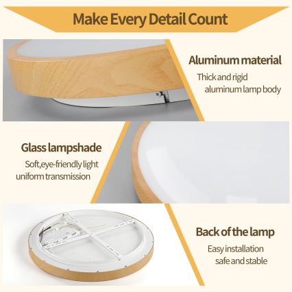 Brilagi - Plafoniera dimmerabile a LED GLASS POOL DOUBLE LED/80W/230V 3000-6000K 60 cm finitura effetto legno + telecomando