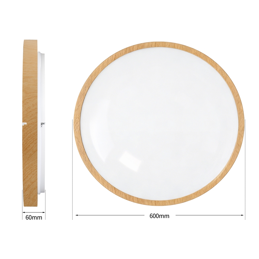 Brilagi - Plafoniera dimmerabile a LED GLASS POOL DOUBLE LED/80W/230V 3000-6000K 60 cm finitura effetto legno + telecomando