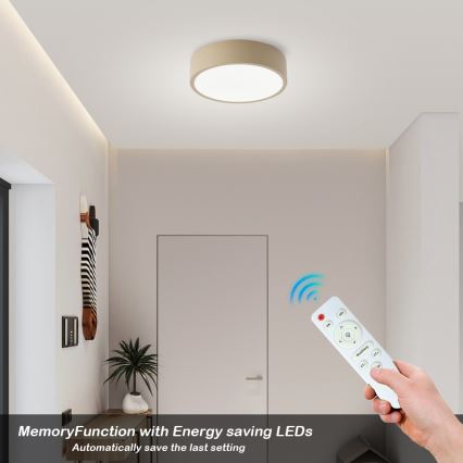 Brilagi - Plafoniera LED dimmerabile POOL LED/18W/230V 3000-6000K 20 cm beige + telecomando