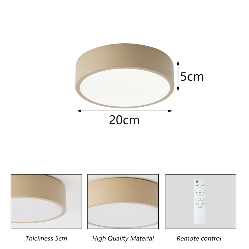 Brilagi - Plafoniera LED dimmerabile POOL LED/18W/230V 3000-6000K 20 cm beige + telecomando