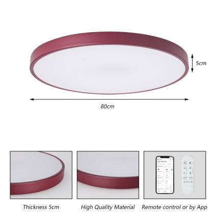 Brilagi - Lampada LED dimmerabile POOL SMART LED/100W/230V Ø 80 cm Wi‑Fi Tuya + telecomando bordeaux