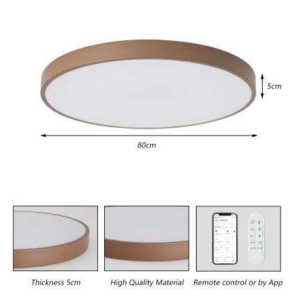 Brilagi - Lampada LED dimmerabile POOL SMART LED/100W/230V Ø 80 cm Wi‑Fi Tuya + telecomando, marrone