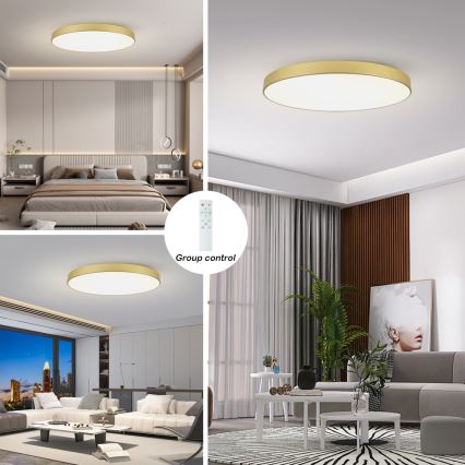 Brilagi - Plafoniera dimmerabile a LED POOL SMART LED/128W/230V 3000-6000K 100 cm dorata Wi-Fi Tuya + telecomando