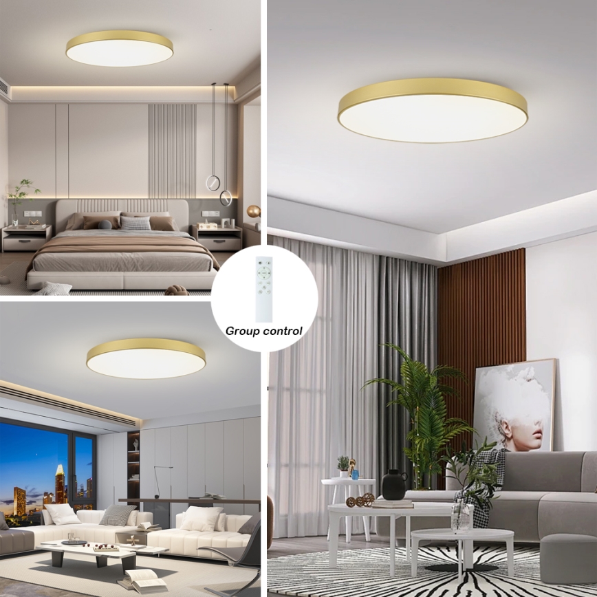 Brilagi - Plafoniera dimmerabile a LED POOL SMART LED/128W/230V 3000-6000K 100 cm dorata Wi-Fi Tuya + telecomando