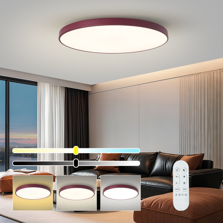 Brilagi - Lampada LED dimmerabile POOL SMART LED/128W/230V Ø 100 cm 3000-6000K Wi-Fi Tuya + telecomando bordeaux