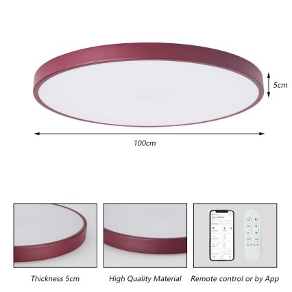 Brilagi - Lampada LED dimmerabile POOL SMART LED/128W/230V Ø 100 cm 3000-6000K Wi-Fi Tuya + telecomando bordeaux