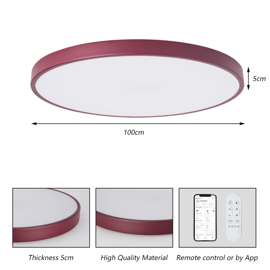 Brilagi - Lampada LED dimmerabile POOL SMART LED/128W/230V Ø 100 cm 3000-6000K Wi-Fi Tuya + telecomando bordeaux