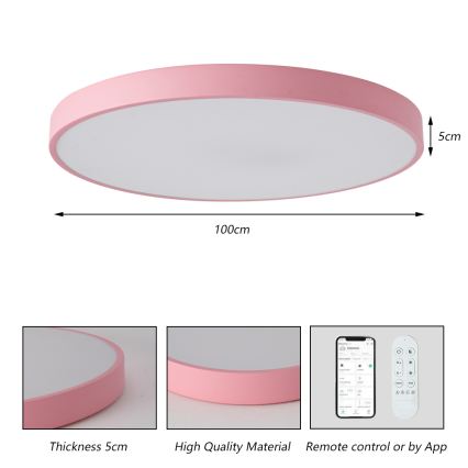 Brilagi - Lampada LED dimmerabile POOL SMART LED/128W/230V diam. 100 cm 3000-6000K Wi-Fi Tuya + telecomando rosa