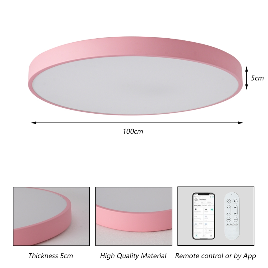 Brilagi - Lampada LED dimmerabile POOL SMART LED/128W/230V diam. 100 cm 3000-6000K Wi-Fi Tuya + telecomando rosa