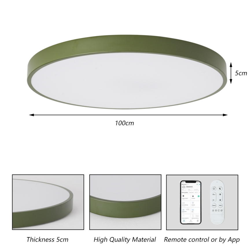 Brilagi - Lampada LED dimmerabile POOL SMART LED/128W/230V Ø 100 cm 3000–6000K Wi‑Fi Tuya + telecomando verde
