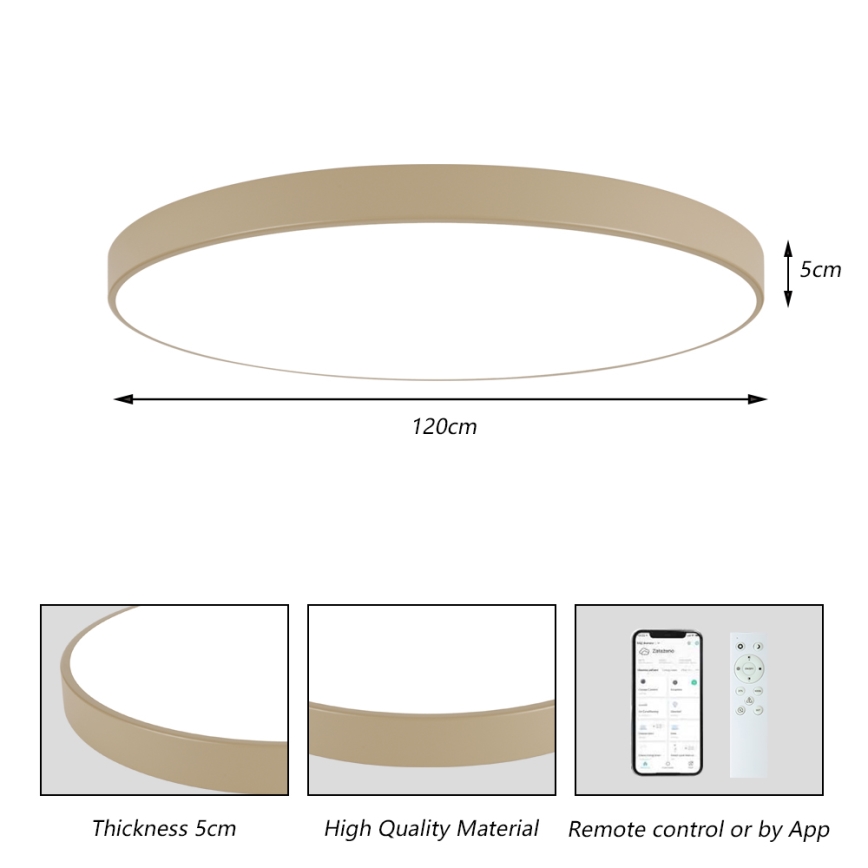 Brilagi - Plafoniera LED dimmerabile POOL SMART LED/180W/230V 3000-6000K 120 cm beige Wi-Fi Tuya + telecomando