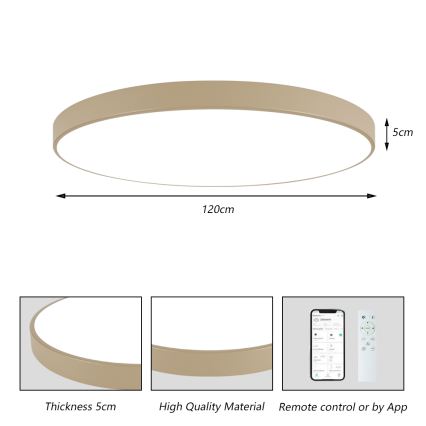 Brilagi - Plafoniera LED dimmerabile POOL SMART LED/180W/230V 3000-6000K 120 cm beige Wi-Fi Tuya + telecomando