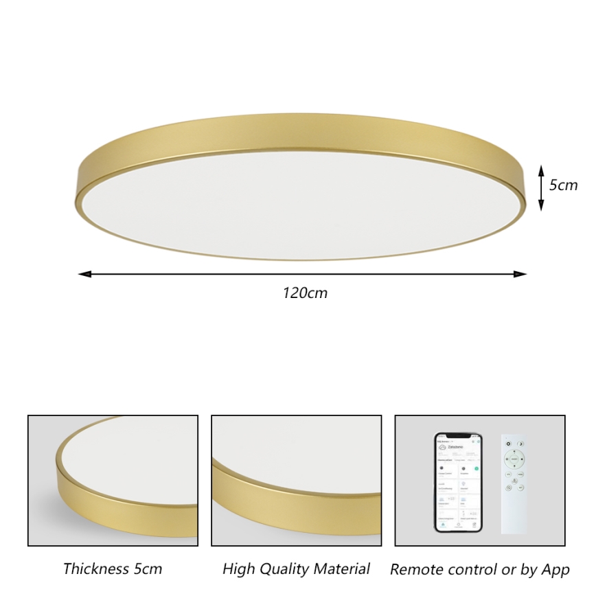 Brilagi - Plafoniera LED dimmerabile POOL SMART LED/180W/230V 3000-6000K 120 cm dorata Wi-Fi Tuya + telecomando