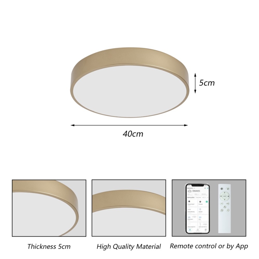 Brilagi - Plafoniera dimmerabile LED POOL SMART LED/48W/230V 3000-6000K diam. 40 cm Wi-Fi Tuya dorata + telecomando