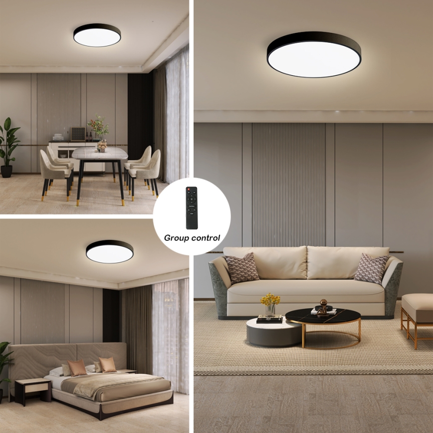 Brilagi - Lampada da soffitto dimmerabile a LED POOL SMART LED/48W/230V 40 cm 3000-6000K Wi-Fi Tuya + telecomando nero