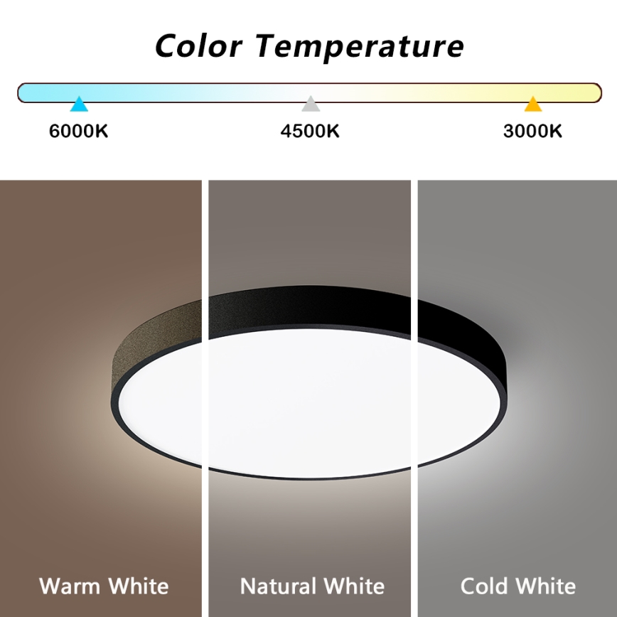 Brilagi - Lampada da soffitto dimmerabile a LED POOL SMART LED/48W/230V 40 cm 3000-6000K Wi-Fi Tuya + telecomando nero