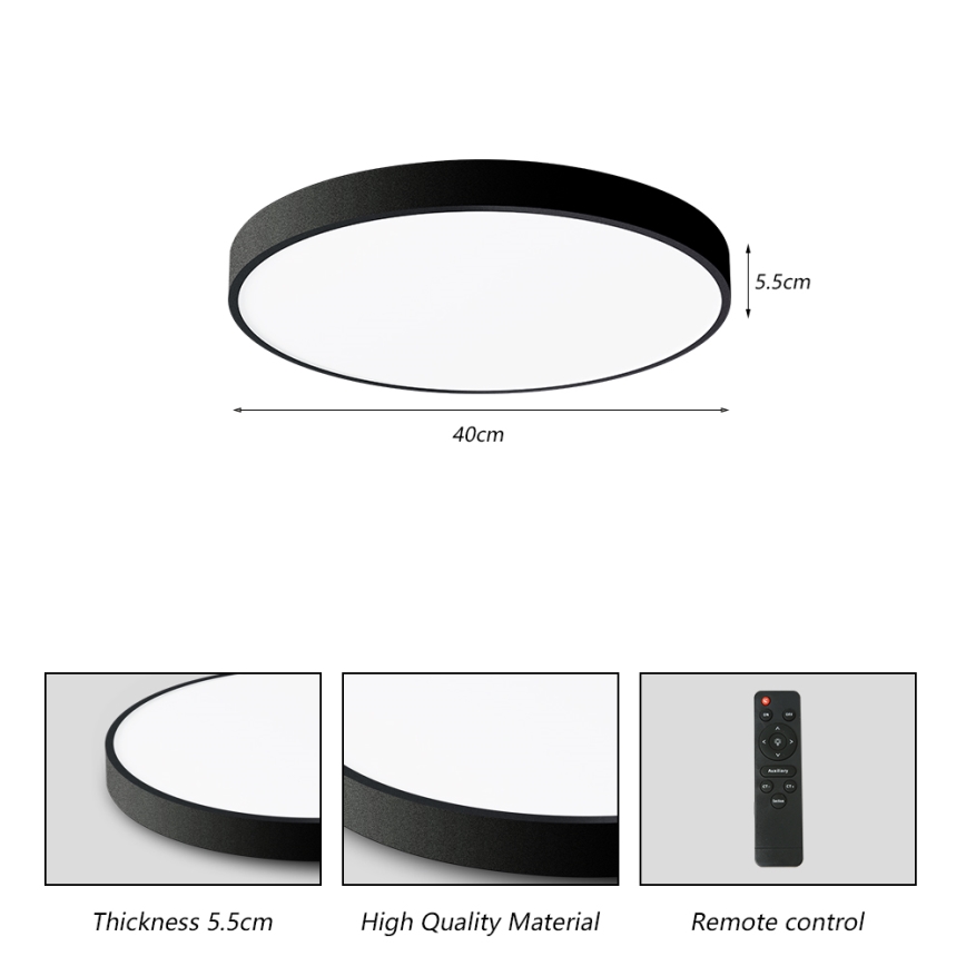Brilagi - Lampada da soffitto dimmerabile a LED POOL SMART LED/48W/230V 40 cm 3000-6000K Wi-Fi Tuya + telecomando nero