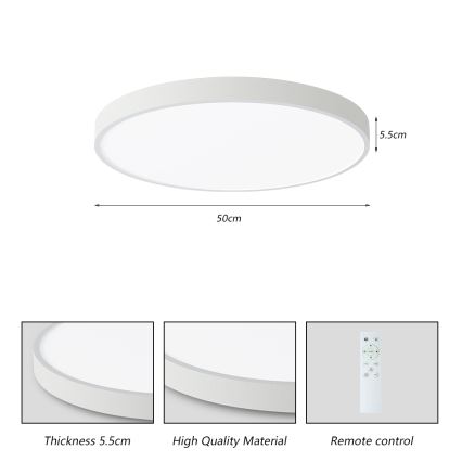 Brilagi - Lampada da soffitto dimmerabile a LED POOL SMART LED/60W/230V 3000-6000K 50 cm con telecomando bianca