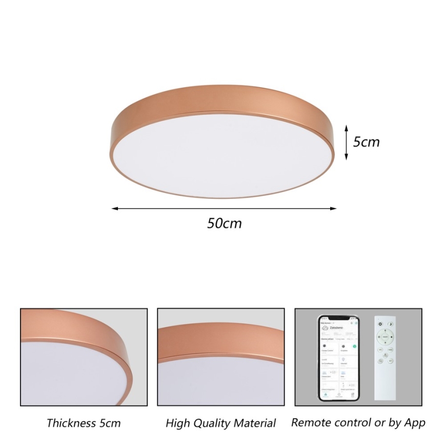 Brilagi - Plafoniera dimmerabile a LED POOL SMART LED/60W/230V 3000-6000K Ø 50 cm Wi-Fi Tuya bronzo + telecomando