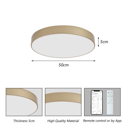 Brilagi - Plafoniera LED dimmerabile POOL SMART LED/60W/230V 3000-6000K Ø 50 cm Wi-Fi Tuya dorata + telecomando