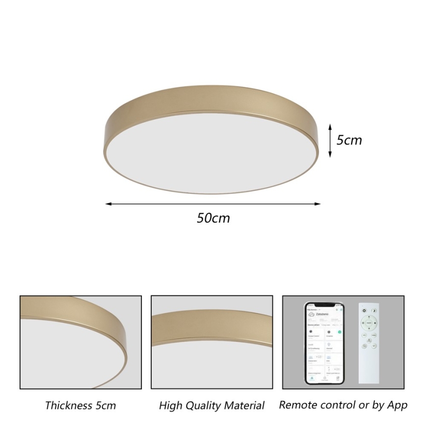 Brilagi - Plafoniera LED dimmerabile POOL SMART LED/60W/230V 3000-6000K Ø 50 cm Wi-Fi Tuya dorata + telecomando