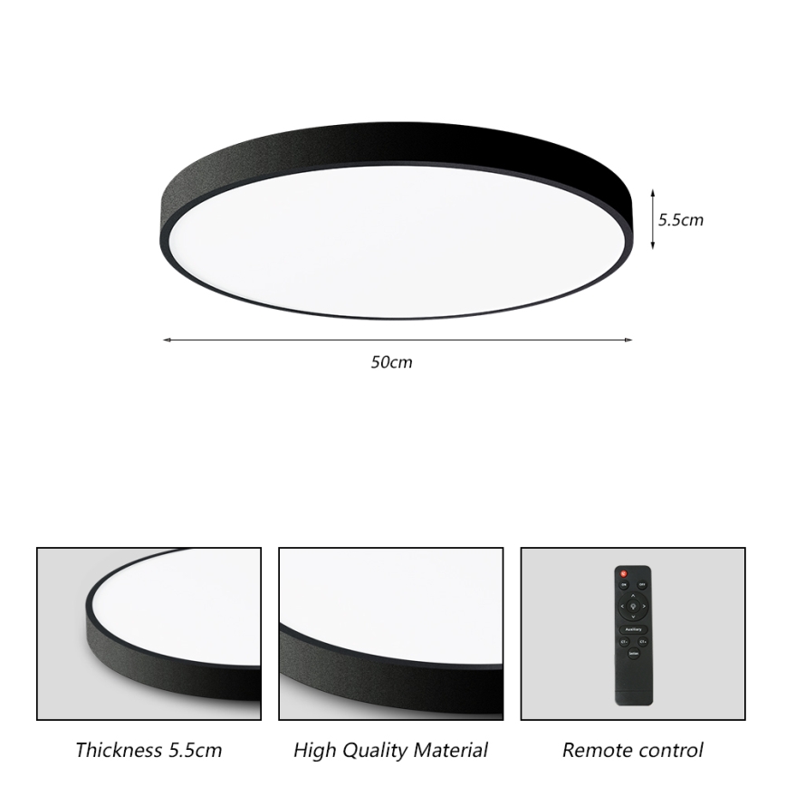 Brilagi - Lampada da soffitto dimmerabile a LED POOL SMART LED/60W/230V 50 cm 3000-6000K Wi-Fi Tuya + telecomando nero