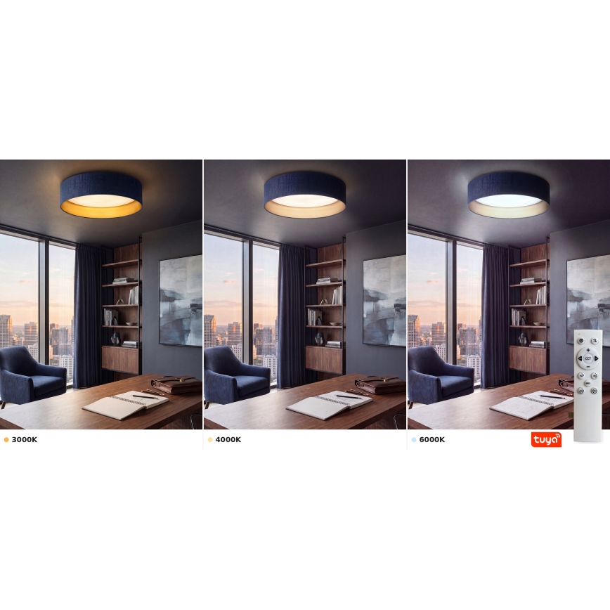 Brilagi - Plafoniera LED dimmerabile VELVET SMARTIX LED/36 W/230 V 3000–6000 K Ø 55 cm blu/oro Wi-Fi Tuya Beacon + telecomando