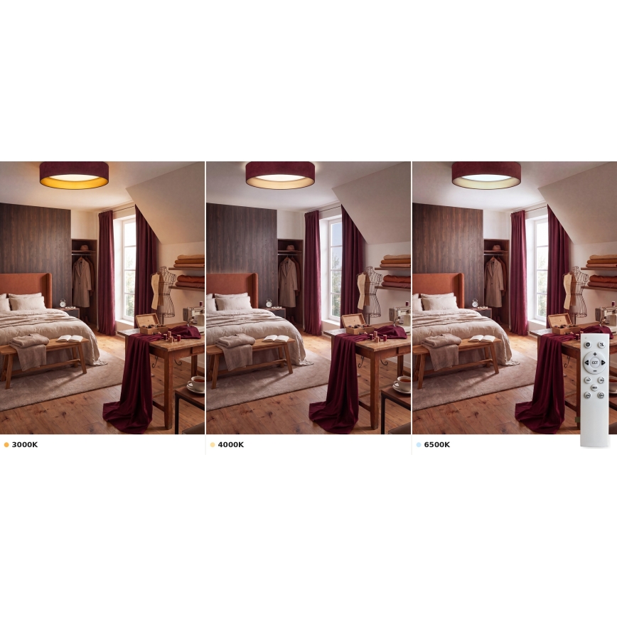 Brilagi - Plafoniera dimmerabile a LED VELVET SMART VARI LED/36W/230V 3000-6500K Ø 55 cm bordeaux/oro + telecomando