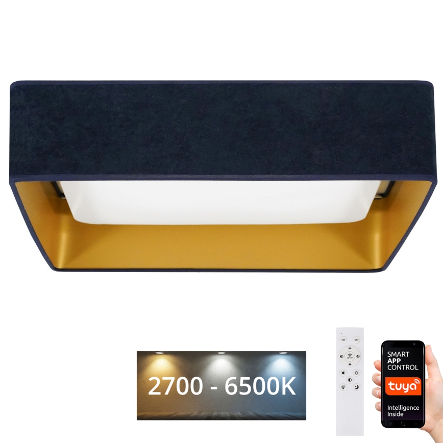 Brilagi - Plafoniera LED dimmerabile VELVET SQUARE SMART LED/36W/230V 60x60 cm 2700-6500K Wi-Fi Tuya + telecomando blu scuro