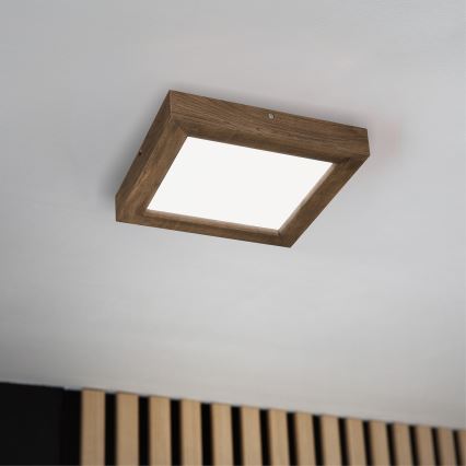Brilagi - Lampada da soffitto dimmerabile per bagno WOODY FRAME LED/24W/230V rovere noce 30x30 cm 3000-6000K IP44 + telecomando