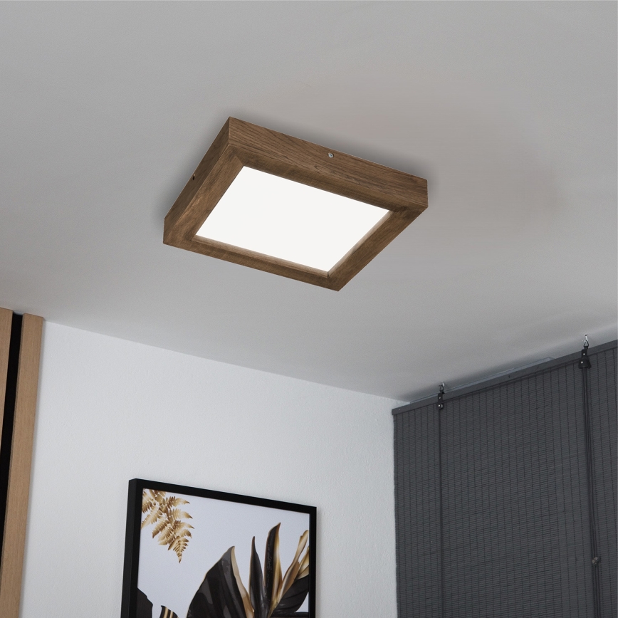 Brilagi - Lampada da soffitto dimmerabile per bagno WOODY FRAME LED/24W/230V rovere noce 30x30 cm 3000-6000K IP44 + telecomando