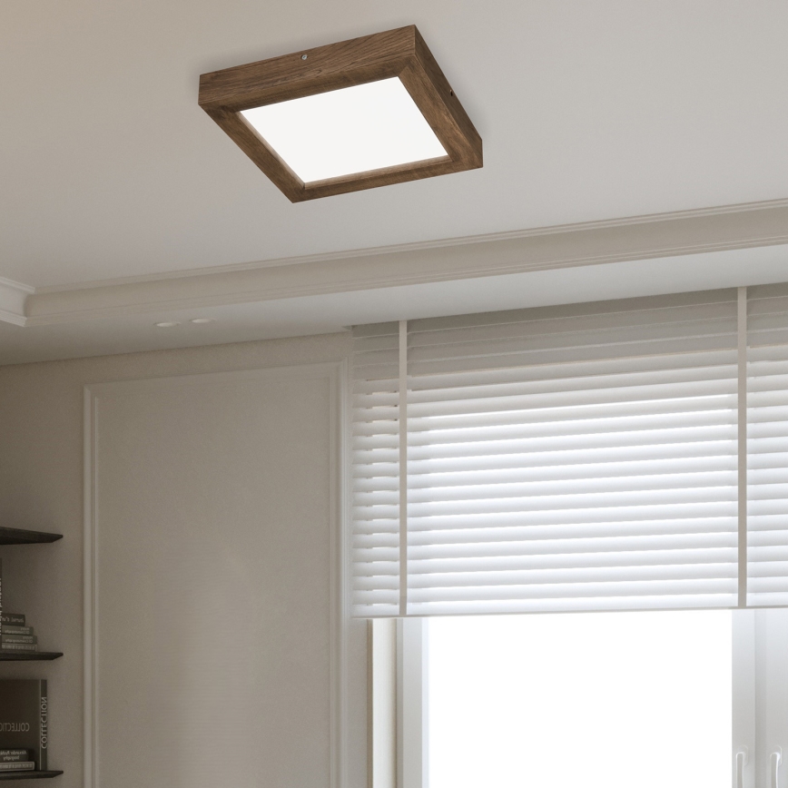 Brilagi - Lampada da soffitto dimmerabile per bagno WOODY FRAME LED/24W/230V rovere noce 30x30 cm 3000-6000K IP44 + telecomando