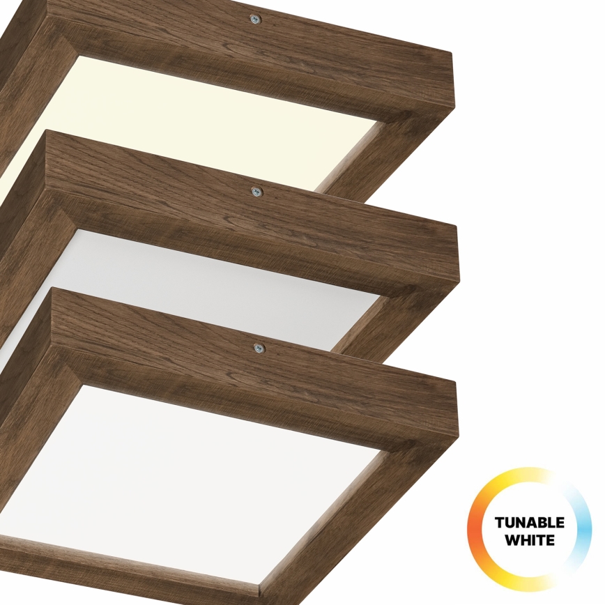 Brilagi - Lampada da soffitto dimmerabile per bagno WOODY FRAME LED/24W/230V rovere noce 30x30 cm 3000-6000K IP44 + telecomando