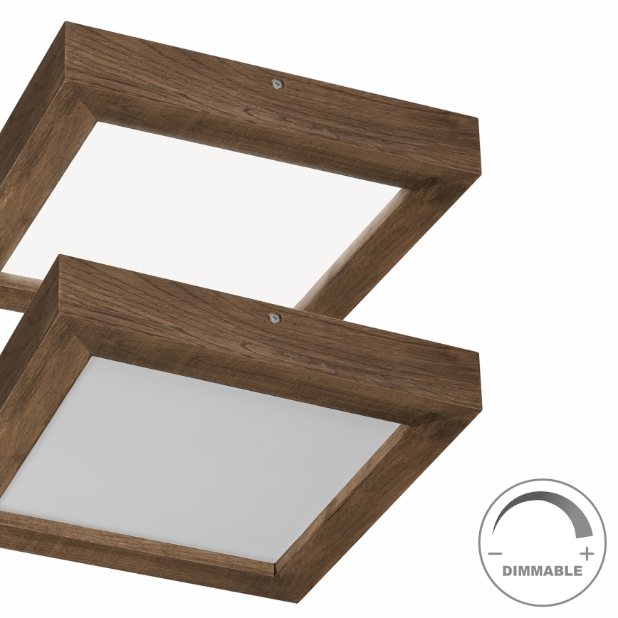 Brilagi - Lampada da soffitto dimmerabile per bagno WOODY FRAME LED/24W/230V rovere noce 30x30 cm 3000-6000K IP44 + telecomando