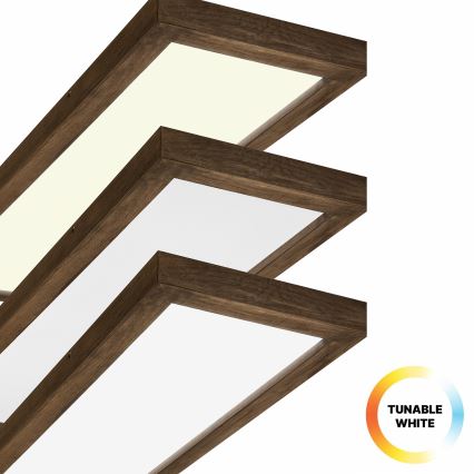 Brilagi - Lampada da soffitto dimmerabile per bagno WOODY FRAME LED/50W/230V rovere noce 120x30 cm 3000-6000K IP44 + telecomando