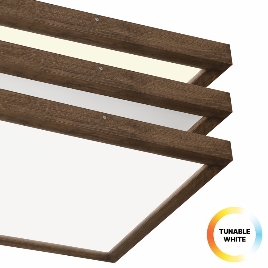 Brilagi - Lampada da soffitto dimmerabile per bagno WOODY FRAME LED/50W/230V rovere noce 60x60 cm 3000-6000K IP44 + telecomando
