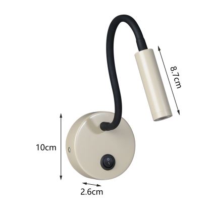 Brilagi - LED Lampada flessibile da muro MAYA LED/3W/230V 4000K beige