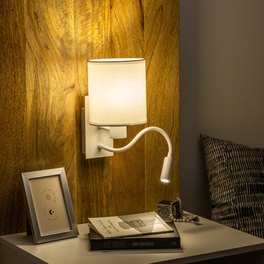 Brilagi - LED Lampada flessibile da muro NUBILA 1xE27/25W/230V + LED/3W bianco