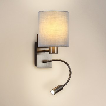 Brilagi - LED Lampada flessibile da muro NUBILA 1xE27/25W/230V + LED/3W cromo opaco/grigio