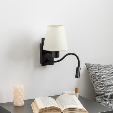 Brilagi - LED Lampada flessibile da muro NUBILA 1xE27/25W/230V + LED/3W nero/color crema