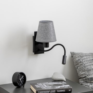 Brilagi - LED Lampada flessibile da muro NUBILA 1xE27/25W/230V + LED/3W nero/grigio