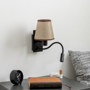 Brilagi - LED Lampada flessibile da muro NUBILA 1xE27/25W/230V + LED/3W nero/marrone