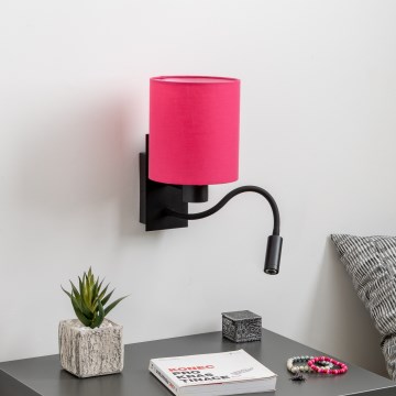 Brilagi - LED Lampada flessibile da muro NUBILA 1xE27/25W/230V + LED/3W nero/rosa