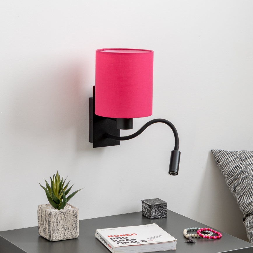 Brilagi - LED Lampada flessibile da muro NUBILA 1xE27/25W/230V + LED/3W nero/rosa