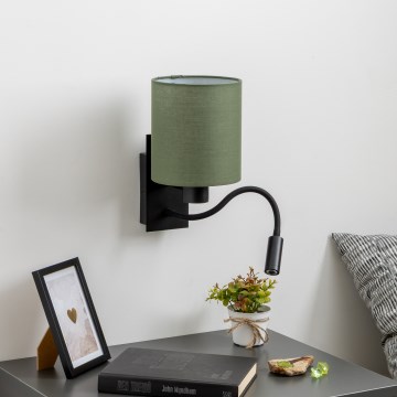 Brilagi - LED Lampada flessibile da muro NUBILA 1xE27/25W/230V + LED/3W nero/verde