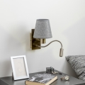 Brilagi - LED Lampada flessibile da muro NUBILA 1xE27/25W/230V + LED/3W ottone/grigio