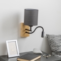 Brilagi - LED Lampada flessibile da muro NUBILA WOOD 1xE27/25W/230V + LED/3W quercia/antracite