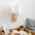 Brilagi - LED Lampada flessibile da muro NUBILA WOOD 1xE27/25W/230V + LED/3W quercia/bianco